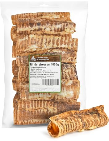 Kaureks Natur Hundeleckerlies, Rinderstrossen 1000g ca. 20cm, wie Rinderkopfhaut