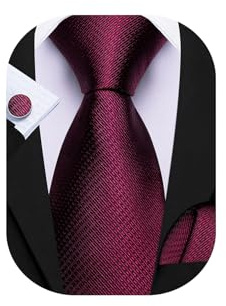Barry.Wang Men Ties Plain,Solid Colors Handkerchief and Cufflink Necktie Set Formal Wedding Business