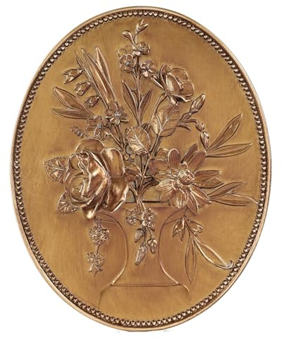SIKOO Vintage Wall Sculptures Gold Flower Wall Art Hand Painted Ornate Wall Hanging Decoration Antique Pediment Wall Statue Ornament Decor Gallery for Kitchen Bedroom Living Room,Gold