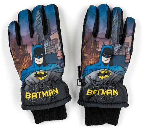 United Labels DC Comics Batman barn vinter skidhandskar för pojkar, vinterhandskar vattentäta och vindtäta, snöhandskar, varma handskar för snowboard och skidåkning svart, svart, 8-10 år