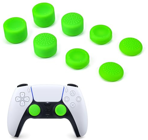 DLseego Thumbstick Silikon Kappen für PS4/PS5 Xbox Controller,8 PS5 Controller Sticks Anti Slip High and Low Daumen Stick Grip Caps Verbesserung der Genauigkeit,Grün