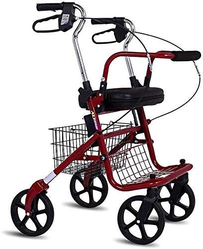 Rollator Walker Leichtgewicht Gehgestell Gehhilfe Mobilitätshilfe Faltbar mit Sitz und Korb 4 Räder für Senioren