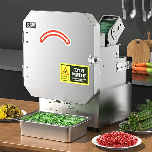 Dfdieratve Electric Vegetable Slicer, 200W Commercial Fruit Cutter Machine with 1.5-35mm Thickness Adjustable, Stainless Steel Electric Food Slicer for Chives Scallions Beans Chili