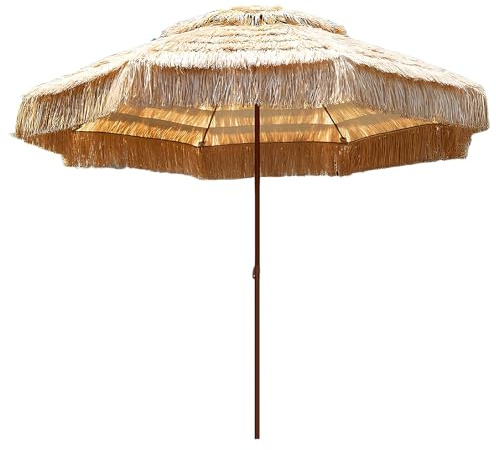 Sombrilla de Playa 3.0m, Sombrilla de Paja, Sombrilla Hawaiana, Sombrilla de Playa con Doble Techo, Sombrilla de Jardín para Exteriores, Jardín, Balcón, Patio y Playa.