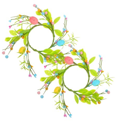 POPETPOP 2pezzi Ghirlande Uova Pasquali Artificiali Per Candele Primaverili Decorazioni Estive Per Festa Casa Centrotavola