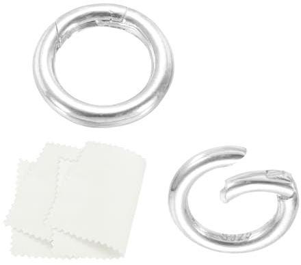 PATIKIL 13.6mm Anillos Cierre Resorte Plata Esterlina 925, 2Pcs Cierres Redondos Con Resorte Para Acortador O Alargador Collar Conector Para Hacer Joyería Collares DIY, Ton Plata