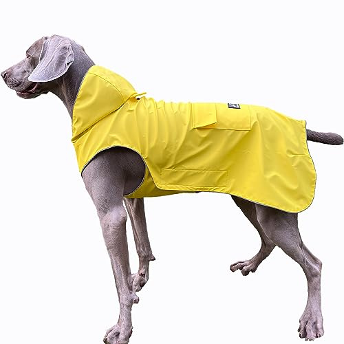 FLYING TAIL Hunde-Regenmantel, nicht steif, superweich, reflektierend, verstellbar, leicht zu tragen, Loch für die Leine für S-XXXXXL, Gelb, Größe XXL