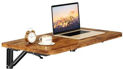 IBUYKE Wandklapptisch, Wandtisch Klappbar Kleiner, Platzsparender & vielseitig einsetzbar, Klapptisch als Esstisch, Schreibtisch, Küchentisch oder Arbeitsplatz, Braun TVT005H