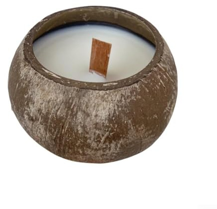 Honseadek Cáscara de coco como tazas para Diam con velas naturales hechas a mano, cuencos de coco, velas y platos de frutas y decoración del hogar, 911 cm, aromaterapia (sabor a jazmín)
