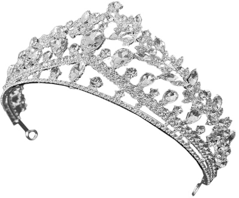 PRETYZOOM Strasskrone Brautkronen Hochzeitskrone aus Zinklegierung Silber Haarband Brautschmuck für Hochzeit Abendveranstaltungen Geburtstagsfeier