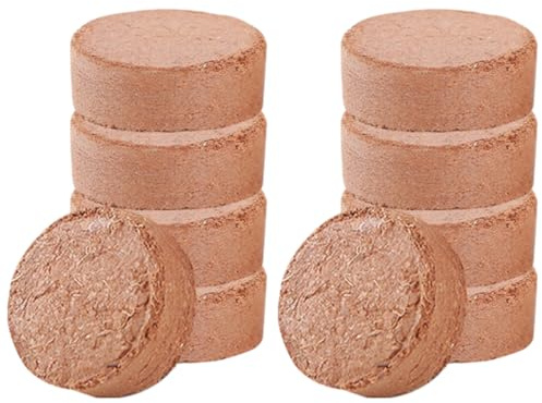 FUTUREORYY 60 Stück Kokosfaser Anzuchterde Pflanzsubstratblöcke Klein für Garten und Zimmerpflanzen Nährstoffreicher Bodenstarter Komprimiert Torfpellets Wasserspeicher für Aussaat