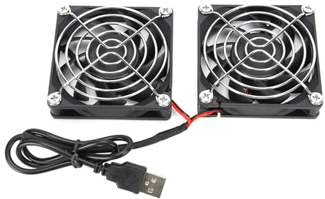 LUCKDANO 5V USB Power Cooling Dubbel Fläkt för Routers Värmeavledning - Effektivt Kylsystem för RTAC68U AC86U EX6200 Tengda AC15 - Hållbar, Justerbar