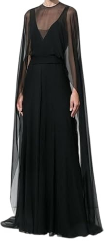 NICENEEDED Damen Chiffon Langer Umhang Hoch Tief Fließender Poncho Transparent Fließende Poncho Wickel Aus Netzstoff als Überwurf Für Abendkleider