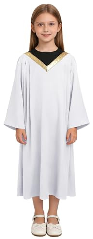 YOOJIA Traje De Coro Para Niños Traje Legal Para Niños Toga Largo Manga Larga Túnica Confirmación De Iglesia Trajes Graduacion Blanco 5-6 años