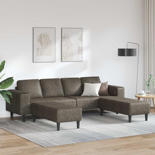 Augerqir Wohnzimmer Couch 3-teilig Dunkelgrau Polstergarnitur mit Ottomane und Schaumstoff Polsterung, langlebiges Sperrholz Gestell, modern, wetterbeständig, ideal für Wohnzimmer, Büro