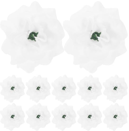 Fenical Kunstblumen Künstliche Rosen Weiß Rose Köpfe Hochzeit Dekoration Kunstrose 50 Stück
