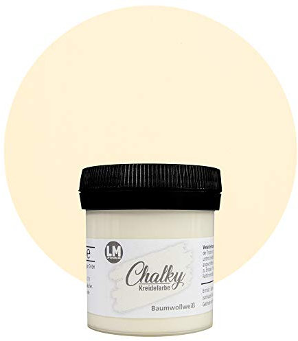 LM-Kreativ Chalky Kreidefarbe 100 ml (Baumwollweiß) - - Finish Kreide-Farbe für einen Vintage/Shabby-Chic-Look. Die Kreidefarben/Kalkfarbe sind auch als Holzfarbe verwendbar & trocken matt auf