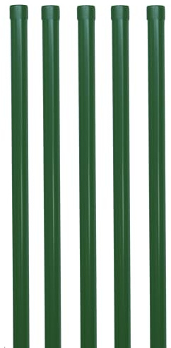 5x Metall Zaunpfosten Ø 34 mm 1725 mm – Gartenzaun Pfosten Grün RAL 6005 – Zaunpfahl Set für 1,5 m Schweißgitterzaun – Pulverbeschichtet inkl. Kunststoffkappe