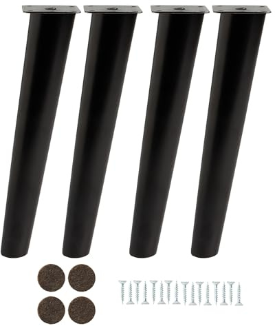 MOBILIARIOCLICHI- Patas para Muebles Madera Haya. Patas cónicas con inclinación, y Placa de Montaje ya instaladas. 8 cm Alto Color Natural (20 Negro)