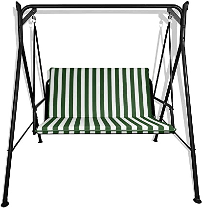 Il Tuo Artigiano Design Cuscino Fasciato per Dondolo da Giardino 4 Posti - Made in Italy (170x55 cm, Bianco E Verde)