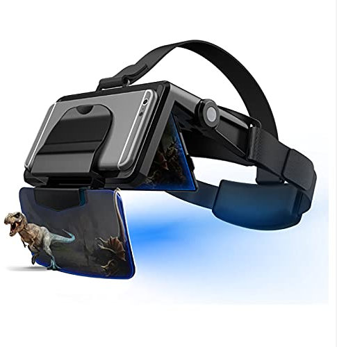CYLZRCl Cuffie VR Occhiali 3D VR, Occhiali Universali Realtà Virtuale Film Giochi 3D con I Nuovi Occhiali VR 3D Morbidi Confortevoli Compatibile con 4,7-6,0 Pollici (Color : VR)