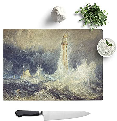 Bell Rock Lighthouse by Joseph Mallord William Turner - Textured Chopping Board - Worktop Saver - Cutting Board - Heat Resistant, Shatterproof and Hygenic - 39 x 28.5 cm