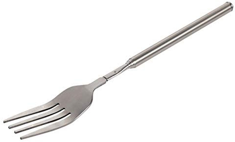 Fourchette à barbecue, fourchette à long manche, fourchette en acier inoxydable, fourchette télescopique, fourchette longue, barbecue télescopique extensible dîner dessert aux fruits fourchette à long