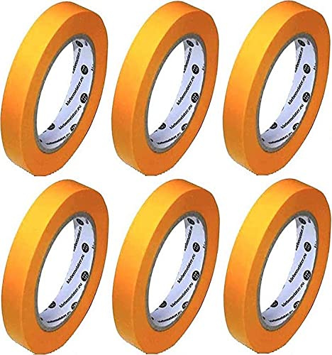 klebemeister 6x Rollen | 12mm x 50m | Maler Abdeckband | Goldband (soft)