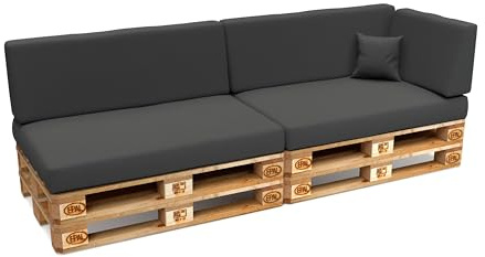 POKAR Palettenkissen Wasserabweisend Palettenauflagen mit abnehmbarem Bezug Palettenmöbel Palettensofa 6er Set: Sitzkissen 120x80 + Rückenlehne 120x40, Anthrazit