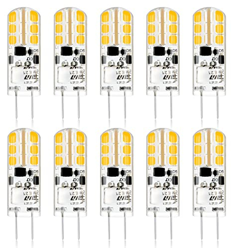 YUIIP G4 LED Bulb 2W, 12V JC G4 Bi Pin Bulb, 20W Halogen Bulb Replacement, Warm White 2700K G4 LED Light Bulbs for Under Cabinet Puck Light, Chandelier, Landscape Lighting, Non-Dimmable, 10 Pack
