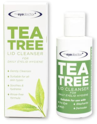 The Eye Doctor Tea Tree Lid Cleanser 100ml – Daily Eyelid Hygiene Remove Debris & Make-up Eyelid Eyelashes – Suitable for Sensitive Eyes – Contains Tea Tree Oil Argan Oil Coconut Oil & Micellar Water