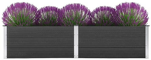 ZEYUAN Garten-Hochbeet, Pflanzkübel, Kräuterbeet, Hochbeete-kit, Schneckenzaun, Pflanztrog, Pflanzgefäße, Pflanzfolie Für Hochbeet,Teichbecken, 250 x 100 x 54 cm WPC Grau