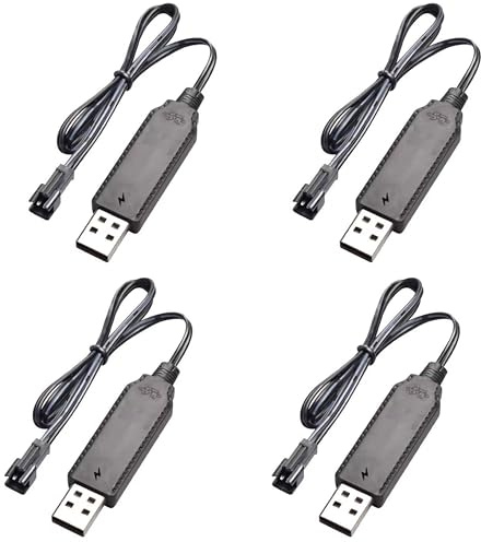 4PCS RC Battery Charger 3.7V Usb Charger Cable with SM-2P plug for NiCd/NiMH/LiPo Batteries Fit for RC Car FPV Drone Quadcopter