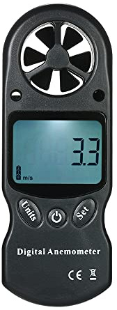 HUIOP Anémomètre numérique portable 8 en 1 Vitesse du vent/Température/Humidité/Vent froid/Indice de chaleur/Point de rosée/Pression barométrique/Altimètre avec rétroéclairage LCD - Ne