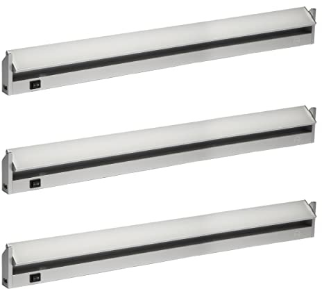 Oktaplex 3x Unterbauleuchte Küche LED Lichtleiste 1200lm Alu 15W 230 V neutralweiß 4000K 90cm Schwenkbare Unterschrankleuchte Rota mit Schalter