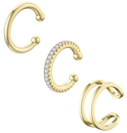 SEVENWELL 14K Gold Ear Cuff No Piercing for Women Adjustable Ear Clip Fake Earrings for Daily Parties Wedding Holiday