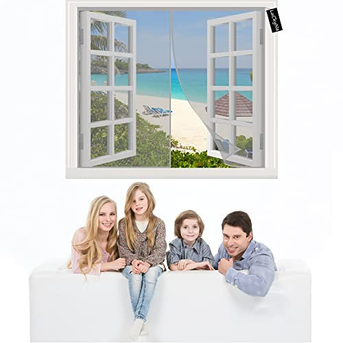 Insektenschutz Rollo FüR Fenster 75x80cm Grau Insektenschutz Fenster Fliegengitter Fenster Moskitonetz mit Klettband Kinderleichte Klebemontage Ohne Bohren für Fenster