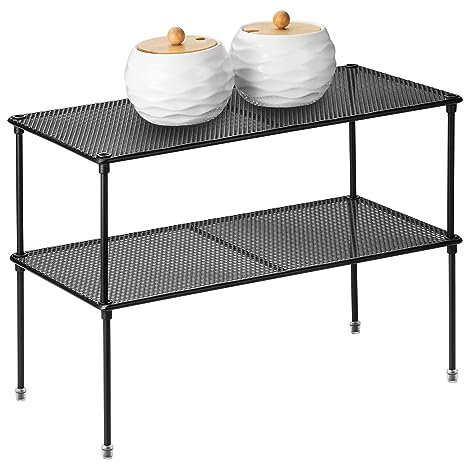 ASTOTSELL 2er-Pack Küchenschrank-Regal-Organizer für Schrank, erweiterbare und stapelbare Theke Schrank Organizer, Aufbewahrungsregal für Badezimmer, Küche, Waschküche