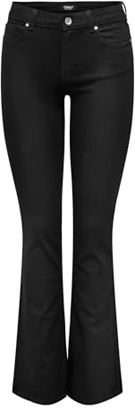 Only Femme Onlblush Mid Flared DNM Rea2343 Noos Jeans, Black Denim, S EU