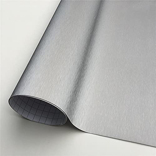 YANHAO Auto Folieren Folie,Carbon Fiber Wrap DIY Grau Metallic Vinyl Wrap Car Film Wrapping Folie Blase Free Möbelkonsole Computer Laptop Telefonabdeckung (Color : Silver, Size : 152X30 cm) YANHAO