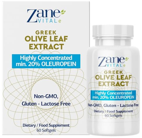 Zane Griechischer Olivenblattextrakt-min.20% Oleuropein-Bietet Unterstützung für das Immunsystem und einen gesunden Blutdruck,fördert die Gesundheit des Herz-Kreislauf-Systems-gentechnikfrei,gluten.