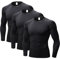 LANBAOSI 3er Kompressionsshirt Herren Langarm Schnell Trocknend Gym Laufen Funktionsshirt Herren Langarm Fitnessshirt Trainingsshirt für Running Workout