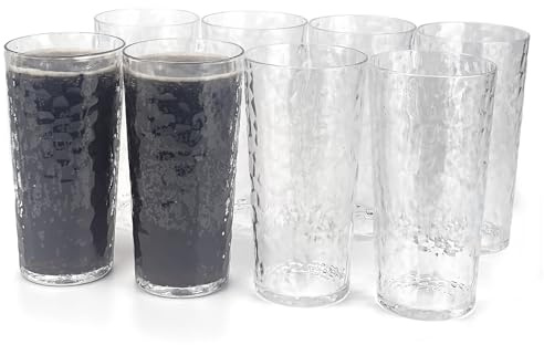 Yalin Vasos de plástico acrílicos de 24 onzas, vasos de plástico reutilizables, apilables, sin BPA, a prueba de roturas, aptos para lavavajillas, juego de 8 (transparente)