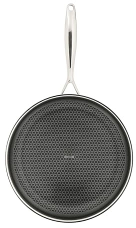 Sitram 715066 Poêle en Acier Inoxydable Triply Ø 30 cm - Revêtement Nid d'Abeille Anti-Adhésif et Anti-rayures, sans PFOA - Tous Feux dont Induction, Gris Inox