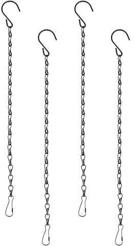 Teaaha 4 STK Blumenampel Ketten, 33cm Metallkette Zum Aufhängen Korb Kette Mit Haken, Für Pflanzer Korb Vogelfutterspender Vogelhaus Laternen Ornamente Windspiel Billboards DIY Basteln (Schwarz)