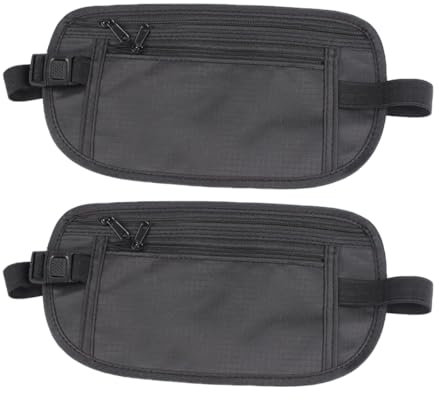 ZOKJSW 2pcs Flache Bauchtasche diebstahlsicher diebstahlsichere Geldgürtel zum Reisen Bauchtasche flach unter Kleidung Money Belt Anti Theft Bag Anti Diebstahl Tasche zum Sport Joggen Reisen