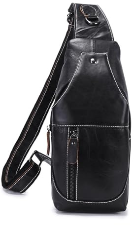 FANDARE Brusttasche Herren Umhängetasche Leder Herren Herrentasche Schultertasche Echtes Leder Handgelenktasche Bodybag Crossbody Bag Arbeitstasche Crossbody Pack Geschäft Tagesrucksäcke Schwarz