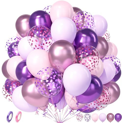 Unisun Ballon Rose et Violet, 50 Pièces Violets Anniversaire Fête Ballons Décorations - Style Anime Cool pour Enfants et Fans, Femmes Filles Anniversaire, Valentin, Fans de Fêtes à Thème