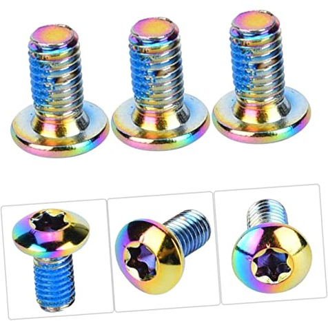 HANABASS Titanium Steel Bike Brake Pad Screws M5*10mm T25 Colorful Mountain Road Bicycle Screws 12pcs Set for Brake Disc Fixing