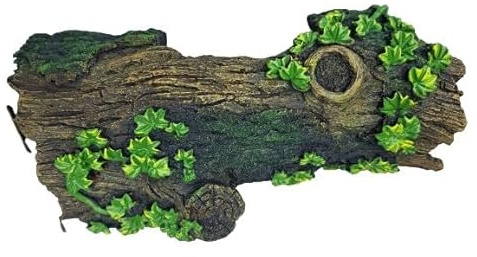 AquariumH2o Large Hollow Log with Plants Aquarium Pond Ornament Artificial Resin Tree Bark Hide or Cave for Fish Tank, 10 Inches Long Reptiles or Turtle Tank Ornament Safe for Aquatic Habitats, Brown